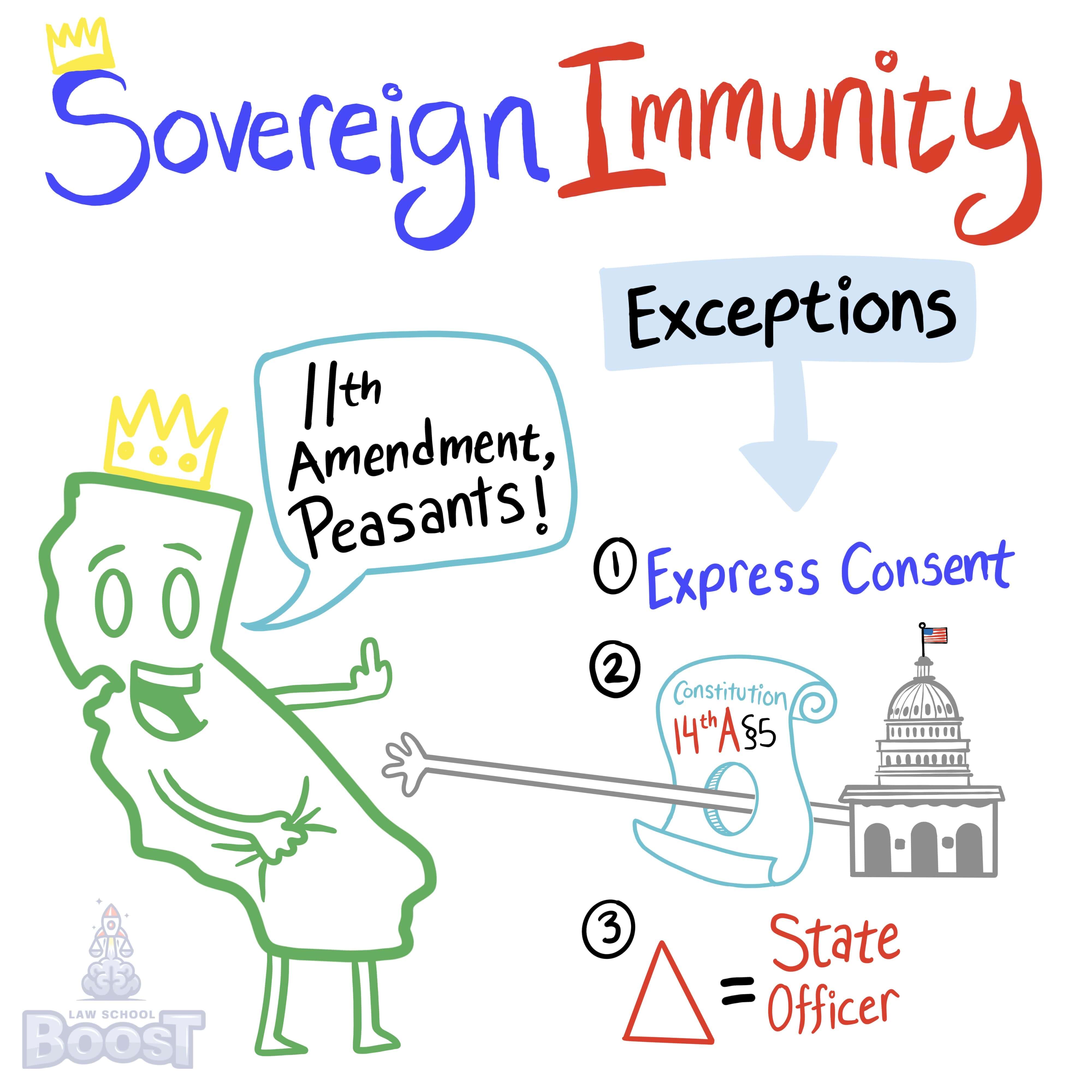What are the exceptions to sovereign immunity?